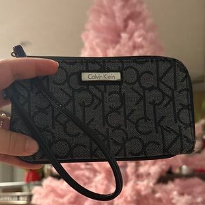Calvin Klein Monogram Black Wristlet